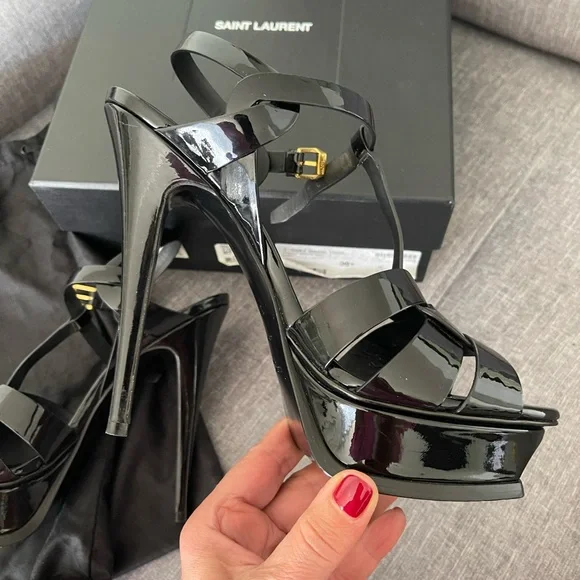 Saint Laurent
Tribute Patent Platform Sandals YSL Heels leather size 8 ysl shoes - Picture 10 of 15